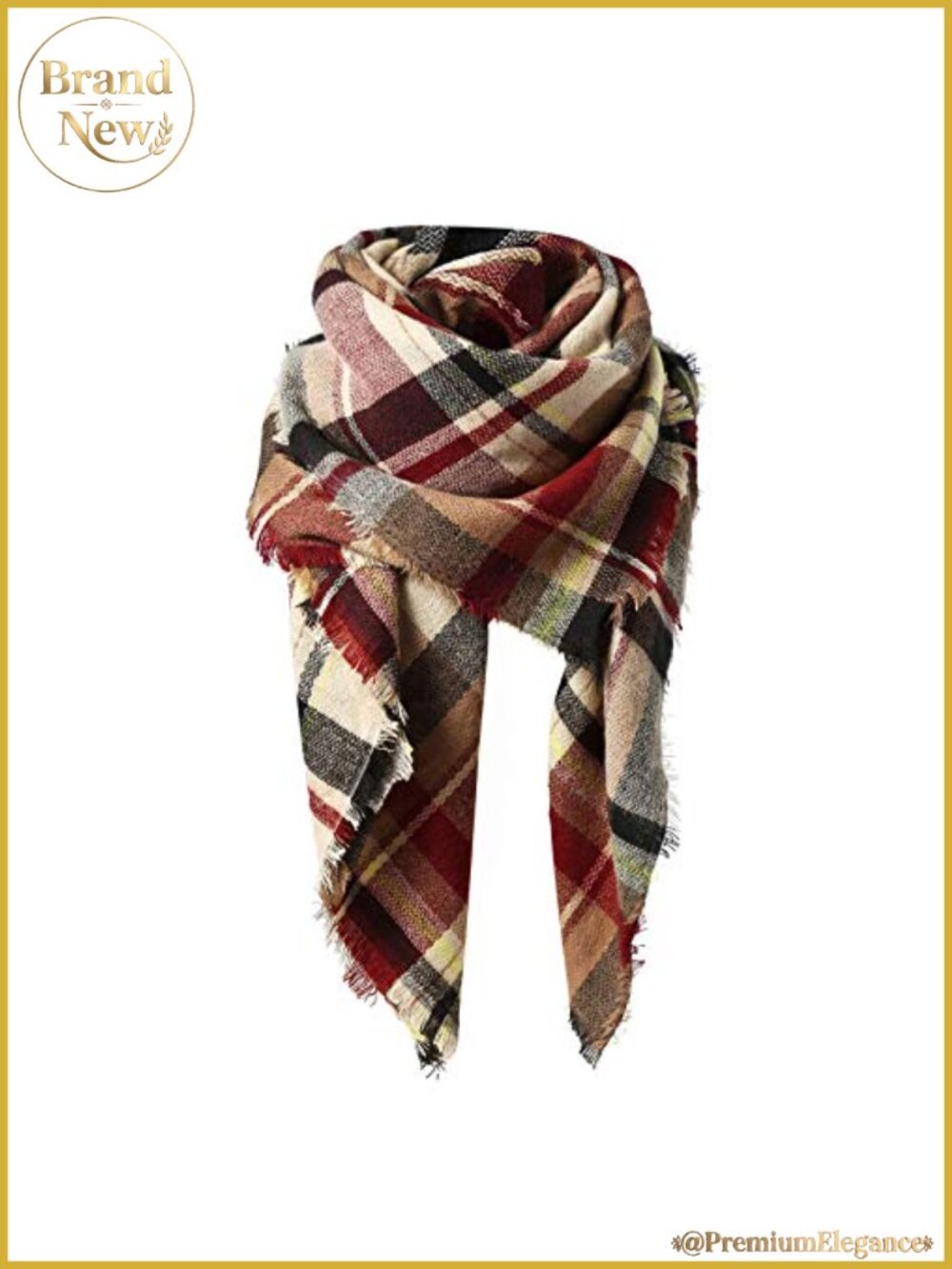 Oversized Plaid Square Shawl Wrap Winter Scarf